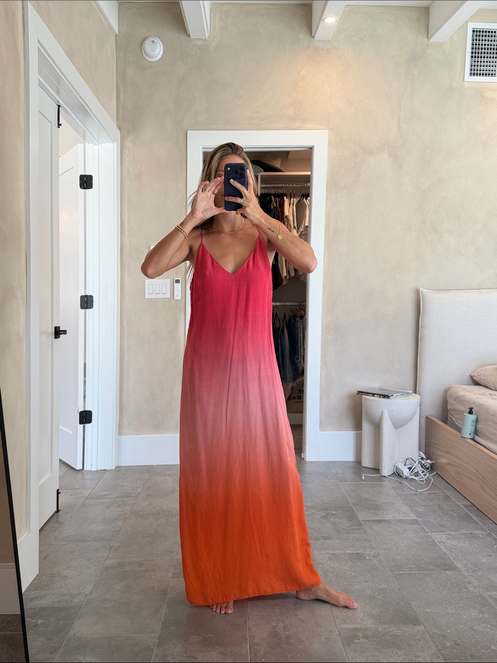 Marine Layer Gabrielle Ombre Pink to Orange Maxi Dress